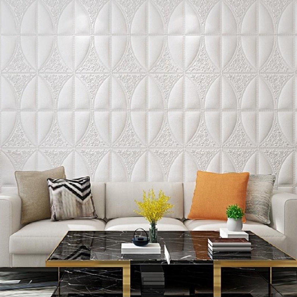 ☛TK☚ Wallpaper Dinding Sticker Foam / Wallfoam Brickfoam 3D Motif Batik Bunga Mawar 35cm x 35cm R782