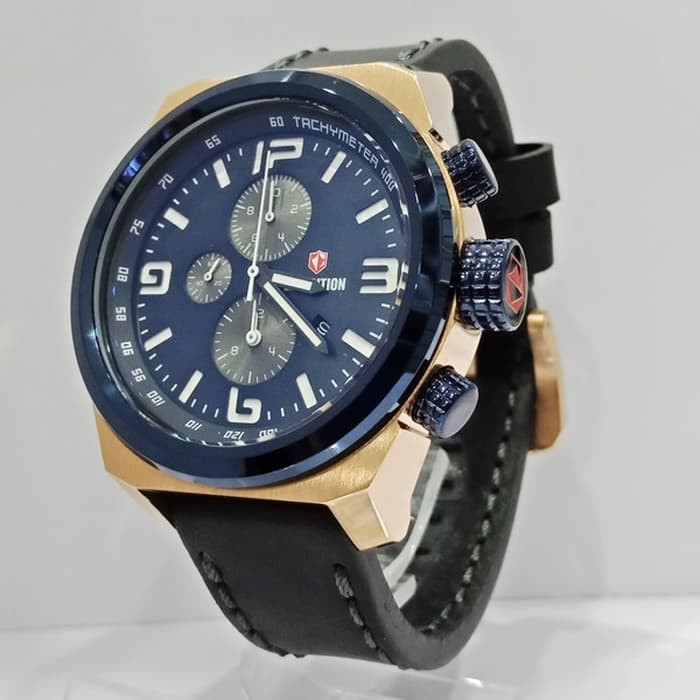JAM TANGAN PRIA EXPEDITION E 6356 / E6356 ROSEGOLD BLUE LEATHER BLACK ORIGINAL