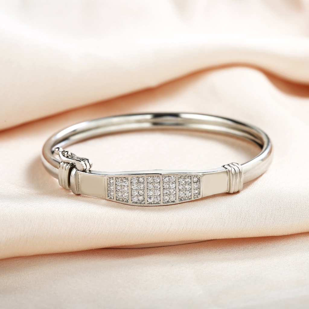 Y437 [COD✔] Gelang Titanium Dewasa Anti Luntur Gelang Aksesoris Silver Bangle Untuk Wanita