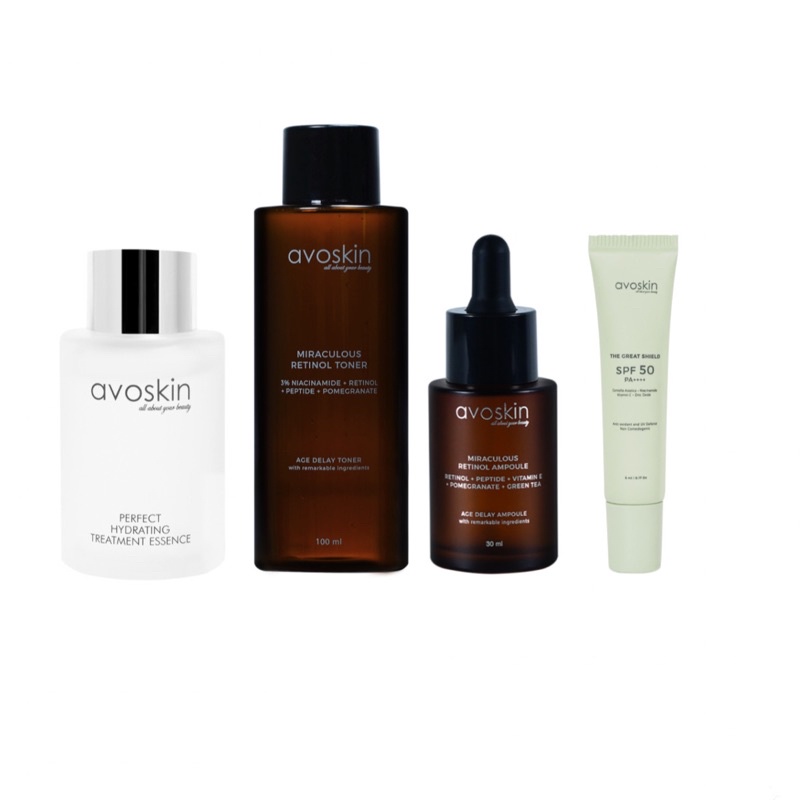 (BUNDLING HEMAT) AVOSKIN Retinol Series + PHTE 30ml + TGS 30ml [ Hydrating / Anti Aging / Sunscreen ]