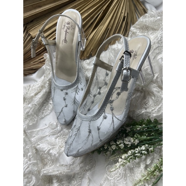 sepatu wanita Rafaizoutfit clarisa silver 7cm kaca