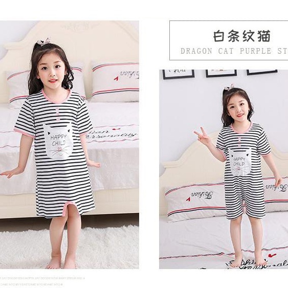 Baju Rumah Baju Tidur Anak Perempuan Motif Happy Child Baju Anak Import 3-10 thn