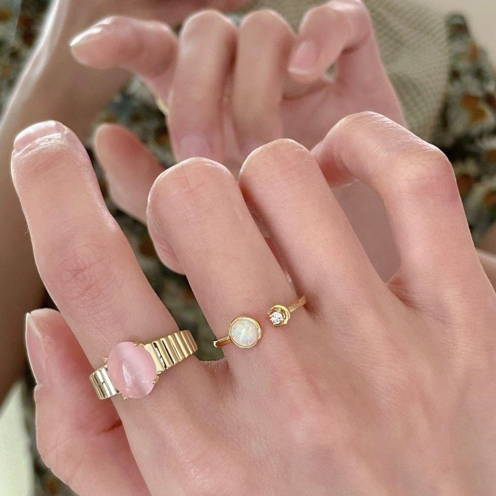 Mxbeauty Finger Ring Pink Ins Pesta Pernikahan Temperamen Adjustable Gaya Korea Ring