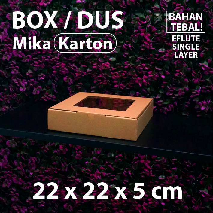 Dus Karton Kaca 22 x 22 x 5 cm - Box Coklat - Cake atau Hampers