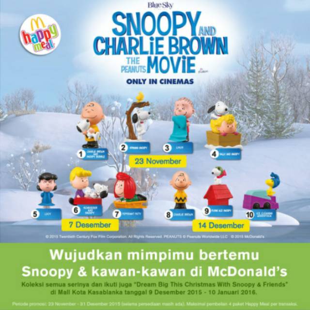 Lot 13 Buy 2 free 1Mainan anak hadiah happymeal mcd seri snoppy charlie brown (bekas)
