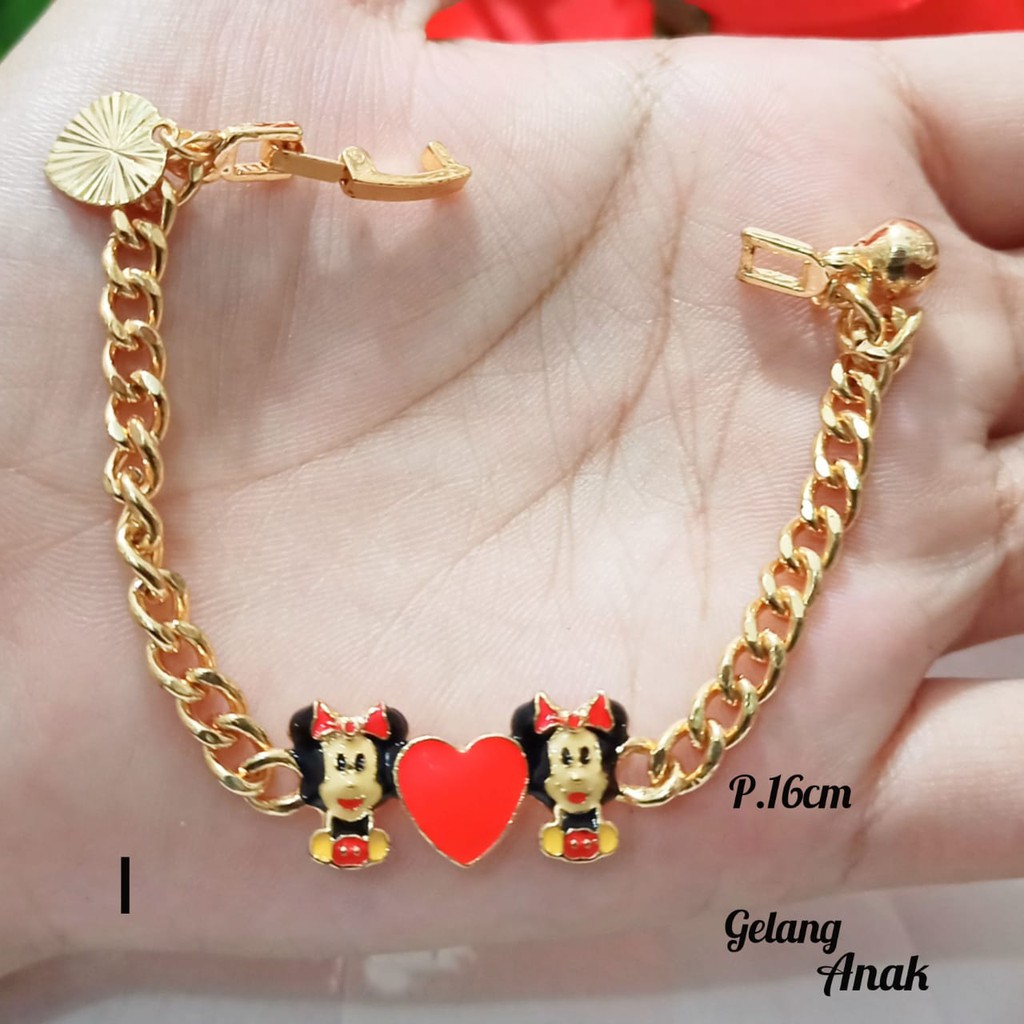 Gelang TITANIUM Anak Rantai Karakter varian Motif Perhiasan Anak Gold Limited edition (COD)