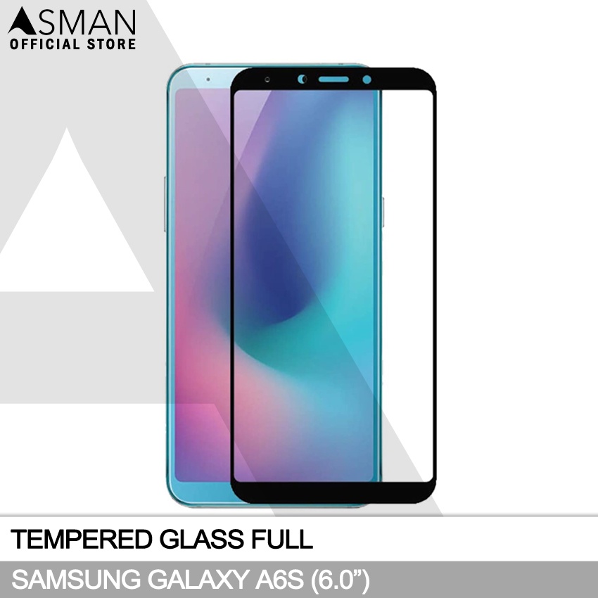 Tempered Glass Full Samsung Galaxy A6s (6.0&quot;) | Anti Gores Kaca - Hitam