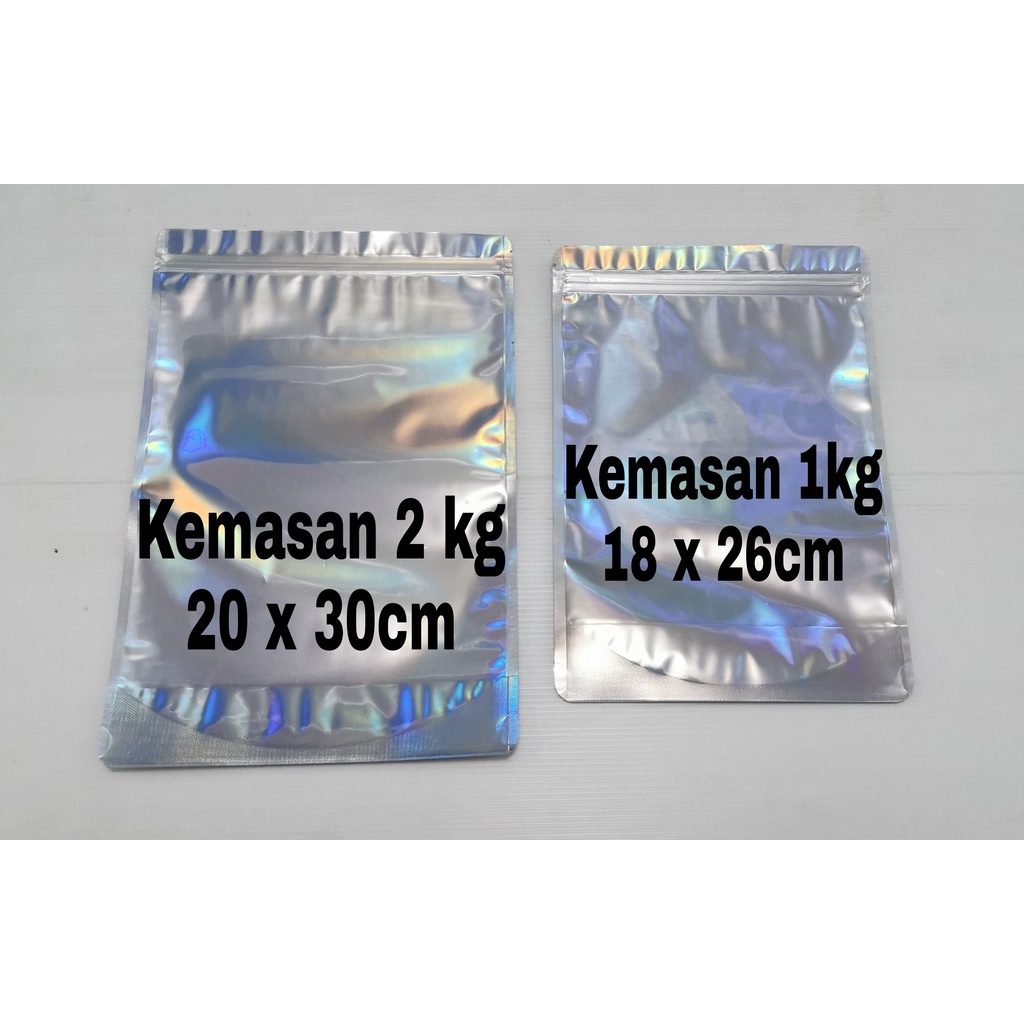 STANDING POUCH ZIPLOCK CLEAR HOLOGRAM GLOSSY KEMASAN SNACK