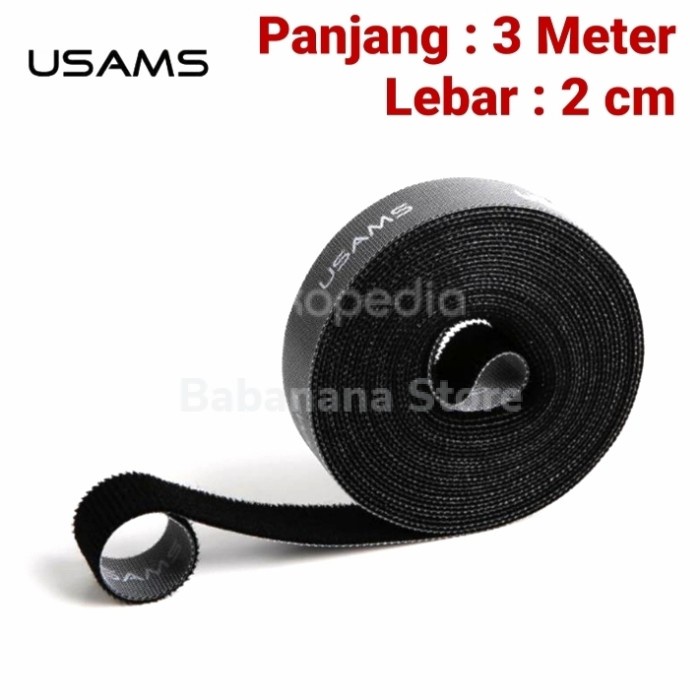 Usams 3 Meter cable management perapih kabel perekat pengikat