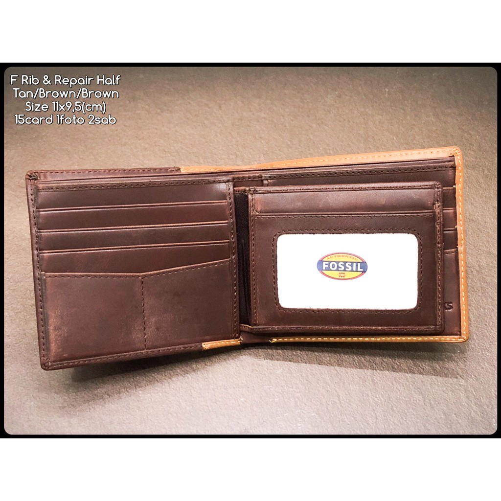 dompet pria F rib &amp; repair tan brown brown half premium quality bahan kulit sapi asli dompet kulit