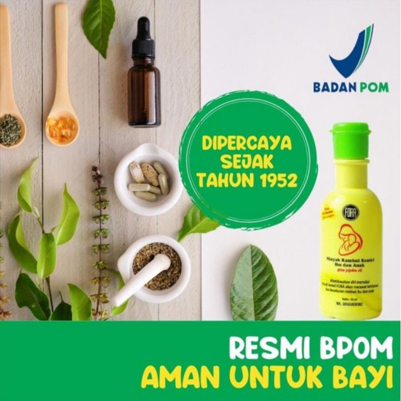 minyak kemiri fora baby 65ml/minyak rambut ibu &amp; bayi penebal rambut dan alis 65 ml