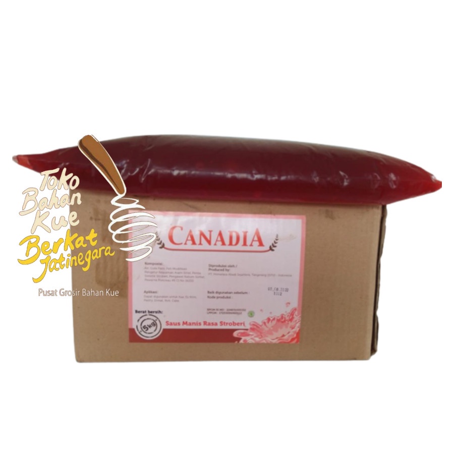 SELAI STRAWBERRY CANADIA 5 KG / STRAWBERRY JAM / OLESAN ROTI CANADIA / CTN ( 2 BALL )