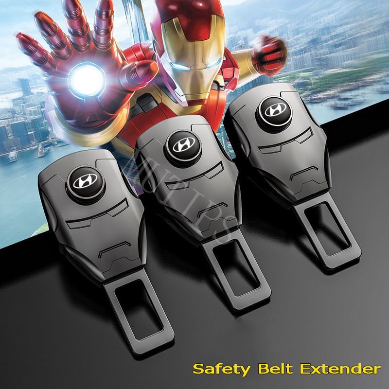 Hyundai 1 / 2Pcs Gesper Extension Sabuk Pengaman Mobil Desain Iron Man Untuk i20 Trajet H1 i10