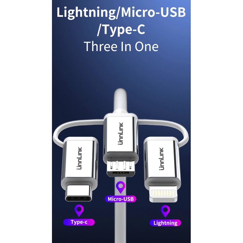 USB Type C Micro USB  Lightning to HDMI Mirror Cast Cable MHL with Bluetooth Audio - UN30 - Black