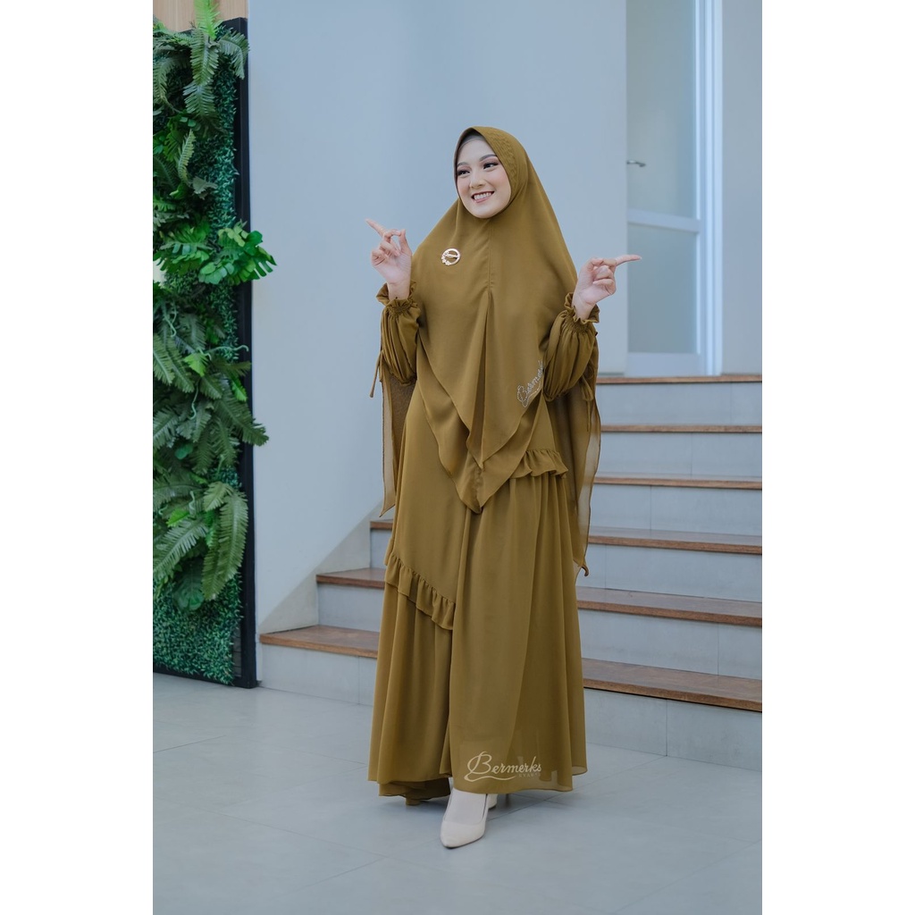 Gamis ceruty babydoll ayudia ori bermerks model terbaru rempel layer original set hijab syari ayudia putih polos haji umrah umroh ihram kain