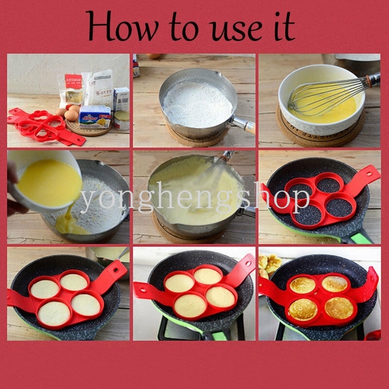 Cetakan Telur Omelet Pancake Bahan Silikon Anti Lengket Untuk Aksesoris Dapur