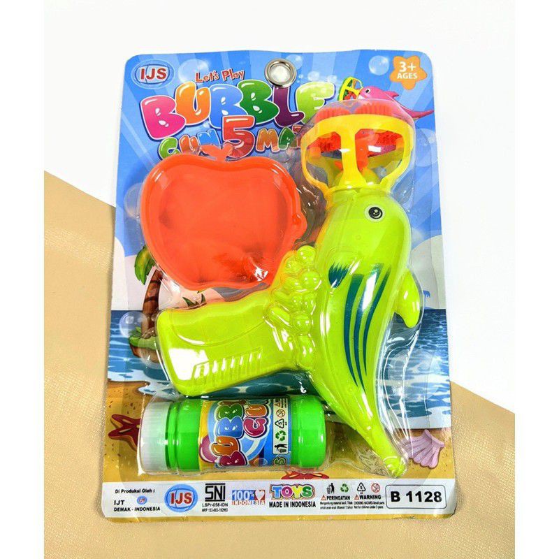 [B1128] Mainan Anak Bubble Gun Dolphin - Tembakan Pistol Gelembung Sabun 5 Mata