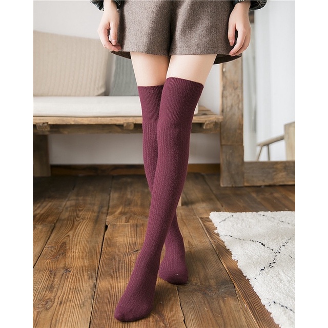 Kaos kaki rajut tinggi overknee long socks knitted winter cosplay musim dingin import korean style