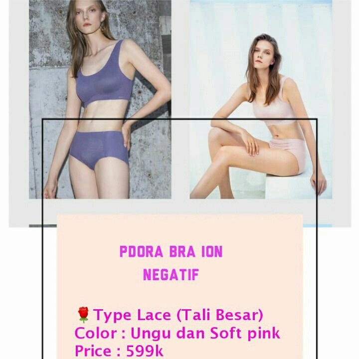 Pdora bra kesehatan / bra sport pink tali lebar renda - PINK &amp; UNGU