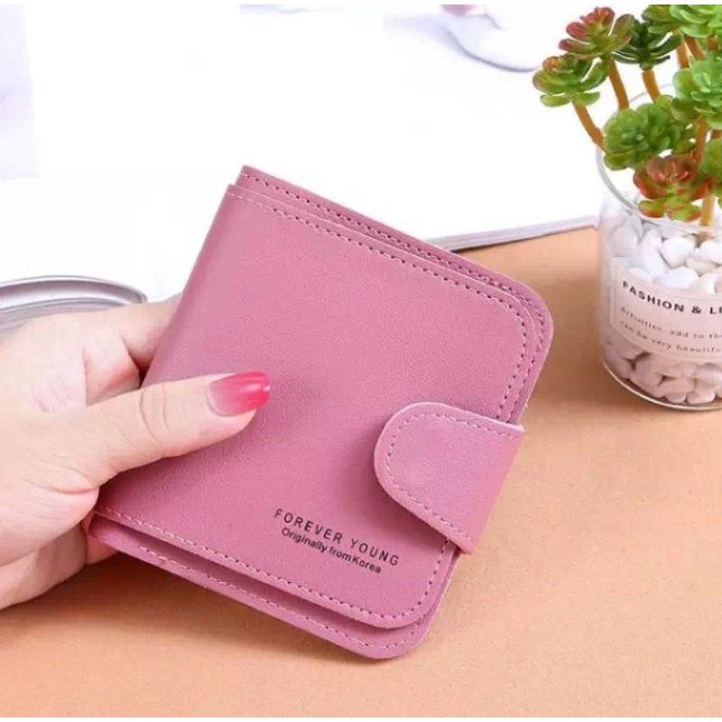 (IMPOR) DOMPET WANITA, DOMPET FOREVER YOUNG - dompet lipat mini wanita-dompet polos - Kode D09-Pink tua