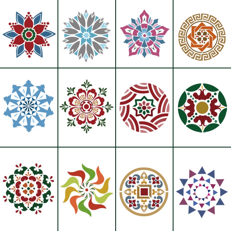 10 / 15 Lembar Template Lukisan Dinding Desain Mandala Model Hollow Untuk Dekorasi Mebel