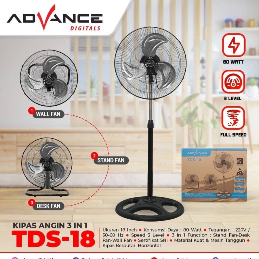 Kipas Angin Berdiri 3in1 18 inch advance TDS18 (PENGIRIMAN KHUSUS JNT/JNE)