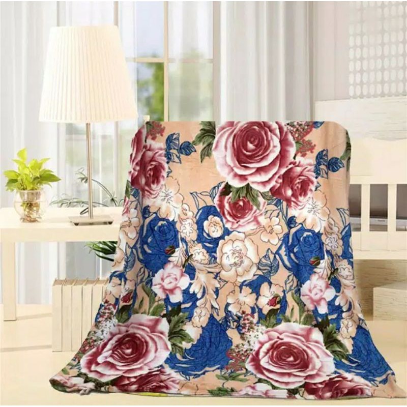 [TERMURAH] SELIMUT DEWASA Selimut Bulu Motif Garis2 Abstrak Bunga2 MMC Uk135x180 HALUS LEMBUT 350gr-Brown Flower