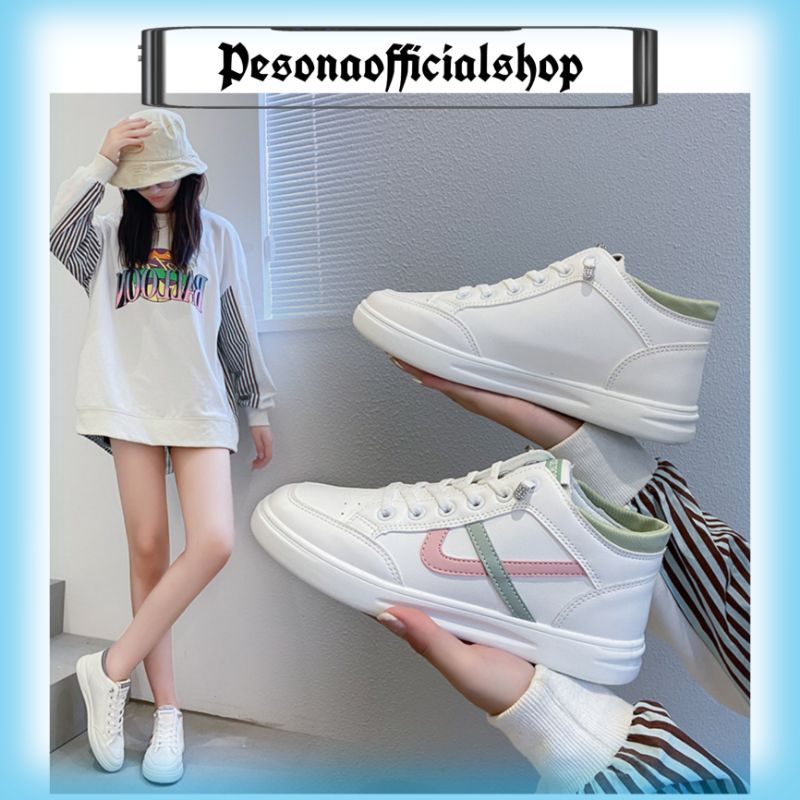 COD POS 6809 Sepatu Sneakers Wanita Import Casual Sport Putih Kanvas