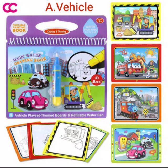

Magic Water Drawing Book tema Vehicle-Animal-Farm-Marine