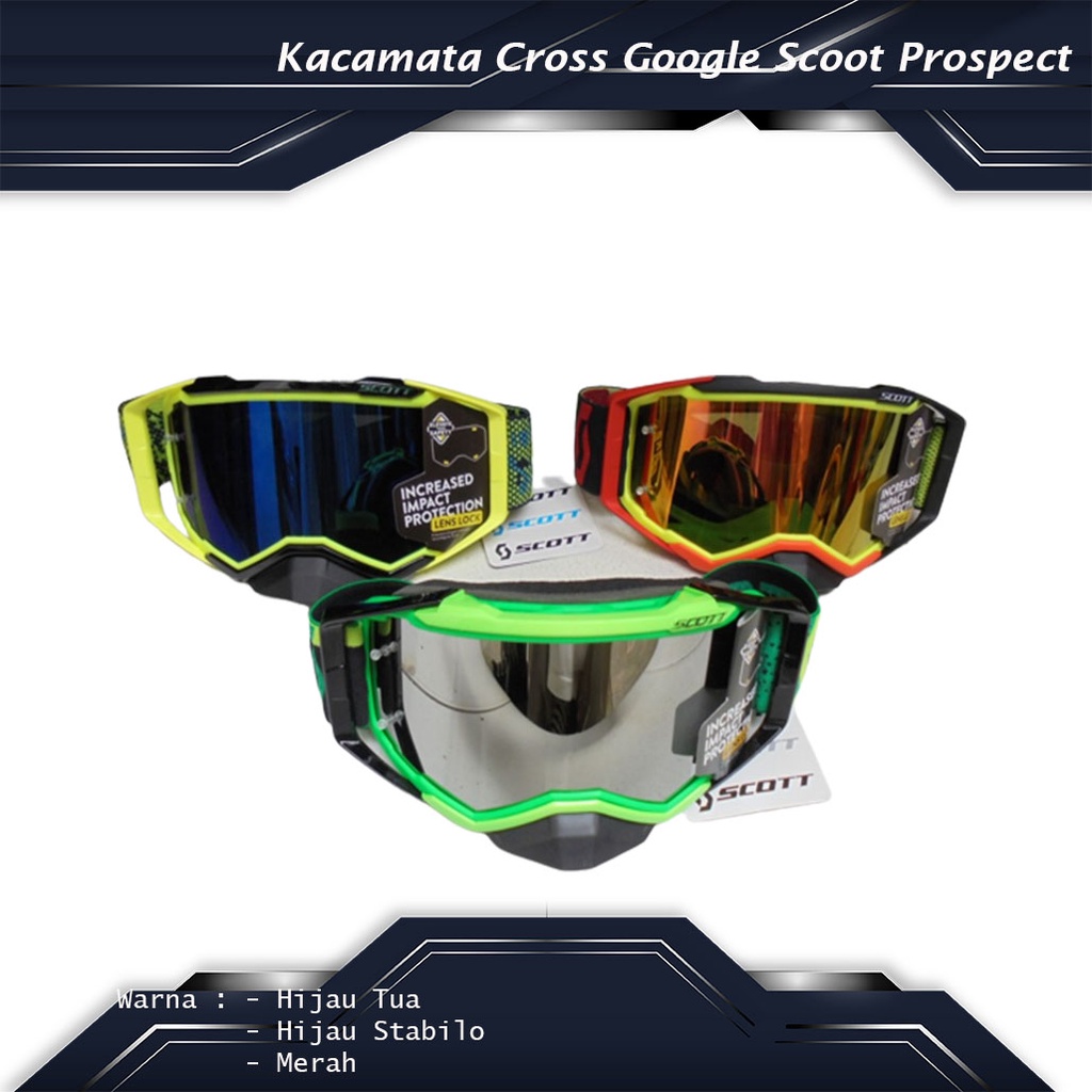 Kacamata Cross Google Scoot Prospect - Hijau/Merah/Stabilo