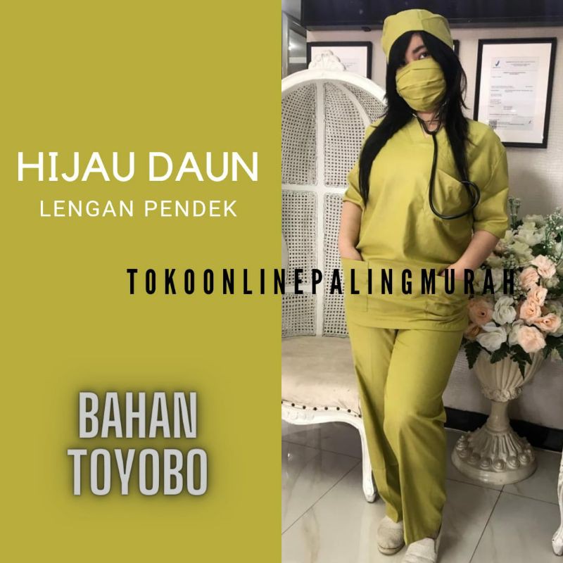 BAJU CELANA JAGA OKA OK PERAWAT/DOKTER LENGAN PENDEK BAHAN TOYOBO PREMIUM