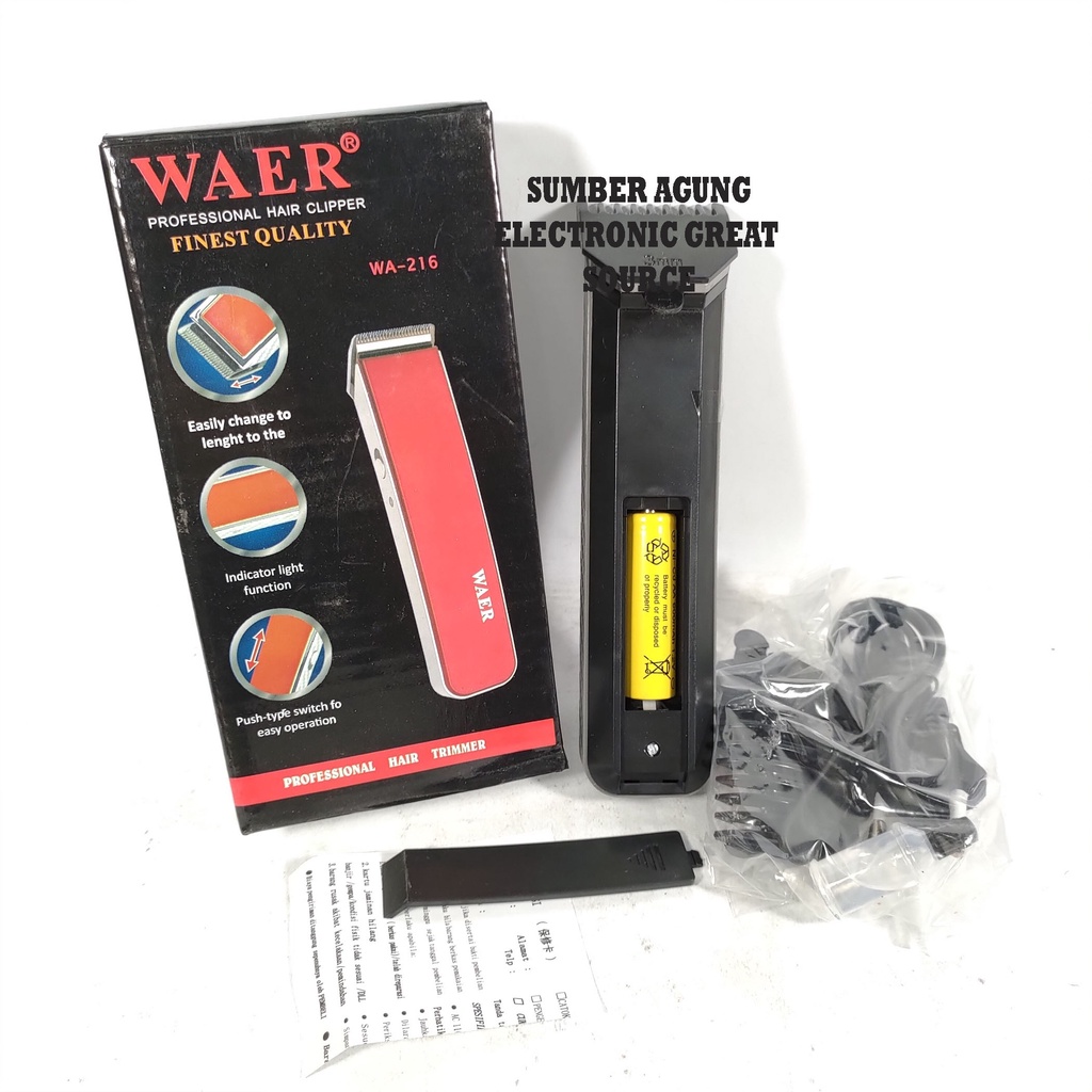 Waer Pemotong Rambut Pria WA216 Profesional Hair Clipper Cas Charge Sepatu Lengkap