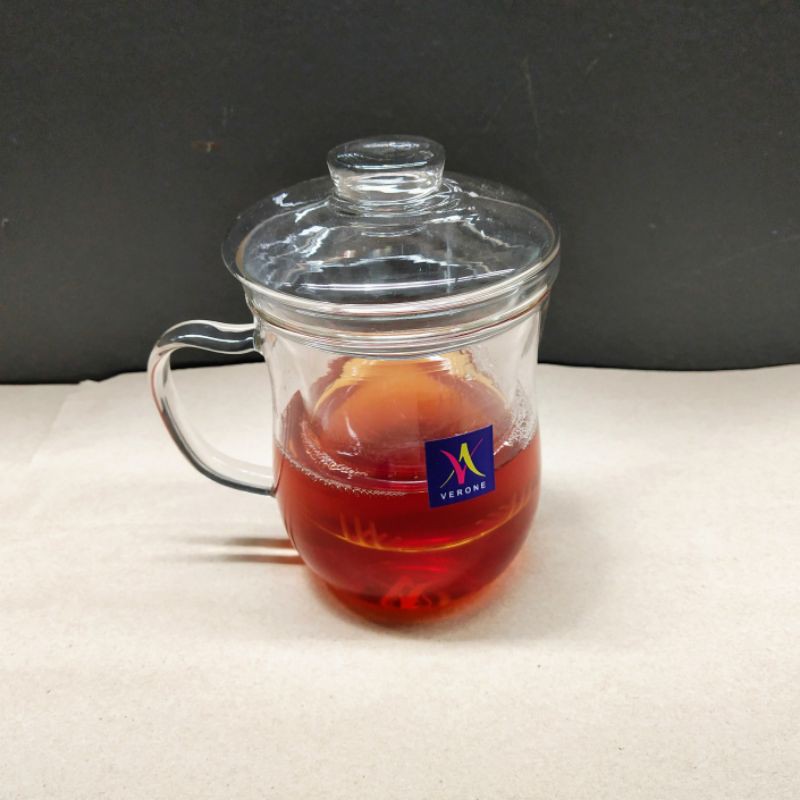 gelas teh kaca 350ml +saringan kaca