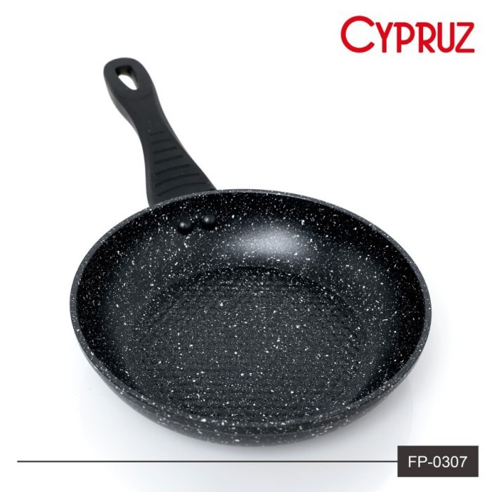 Wajan Cypruz FP0307 Fry Pan Black Marble Ceramic 24cm Anti Gores