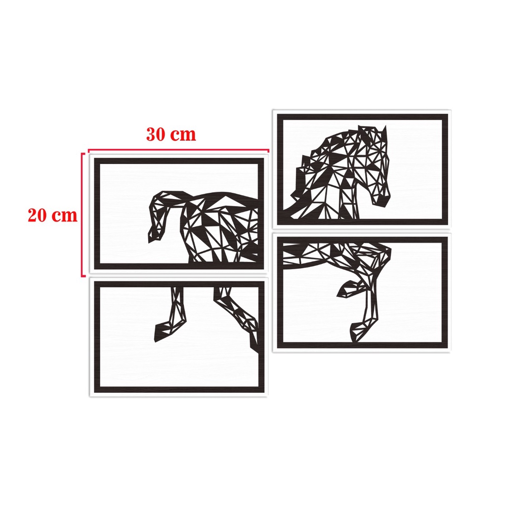 Pajangan Dinding Kuda Abstrak 4 keping MB944