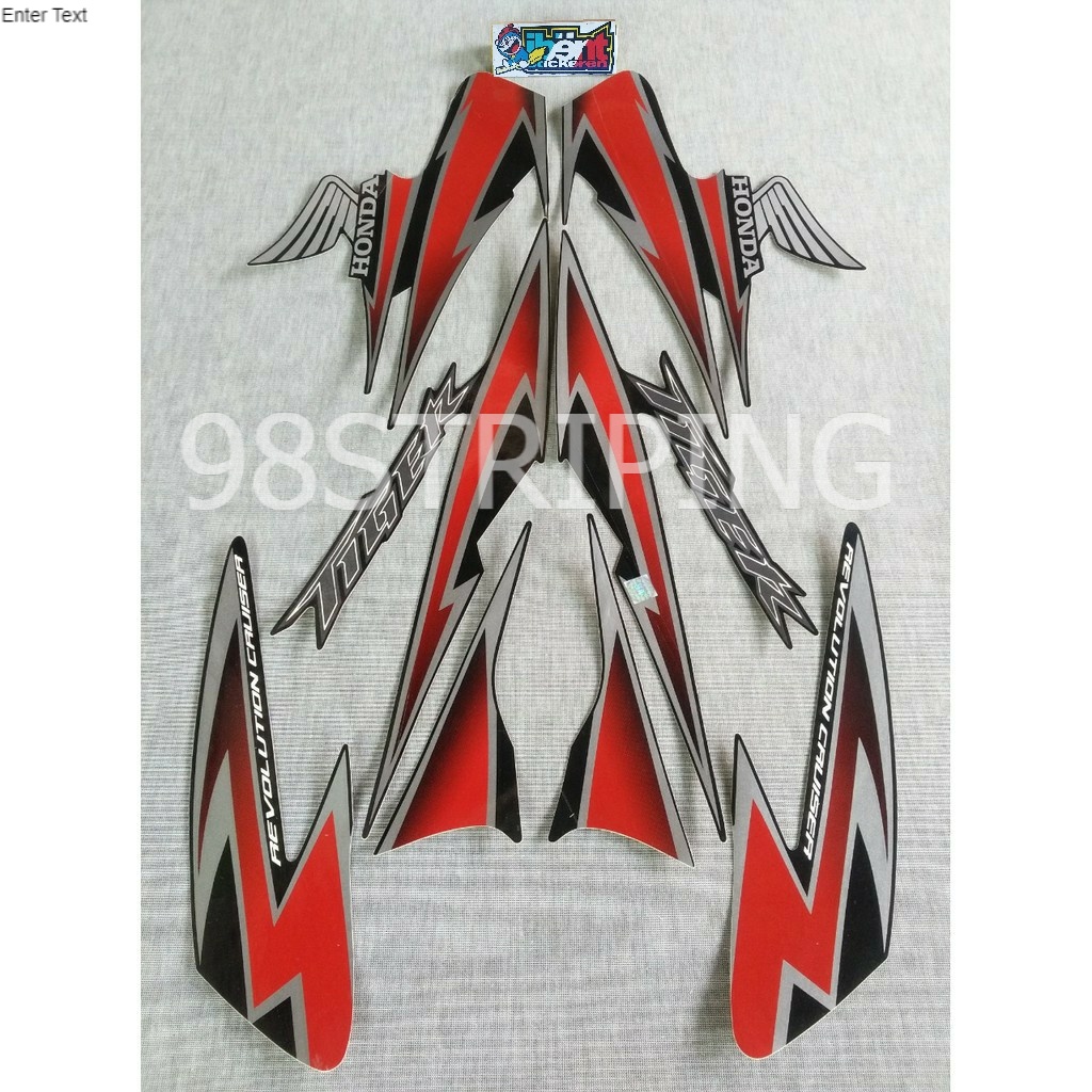 STIKER STRIPING LIS STANDAR ORI HONDA TIGER REVO HITAM MERAH TAHUN 2011 2012