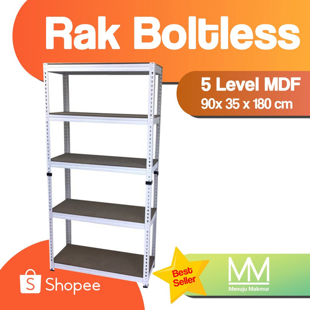 03 Rak Besi Serbaguna 5 susun 90x35x180cm Boltless MDF 03 Rak Besi Serbaguna 5 susun 90x35x180cm Boltless MDF