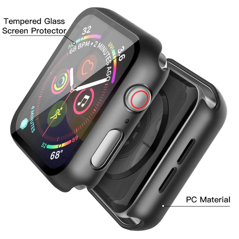 Frame Bumper Pelindung Layar Tempered Glass Matte Full Cover 360 Untuk Apple Watch 6 / Se / 5 / 4 / 3 / 2 / 1 / 5