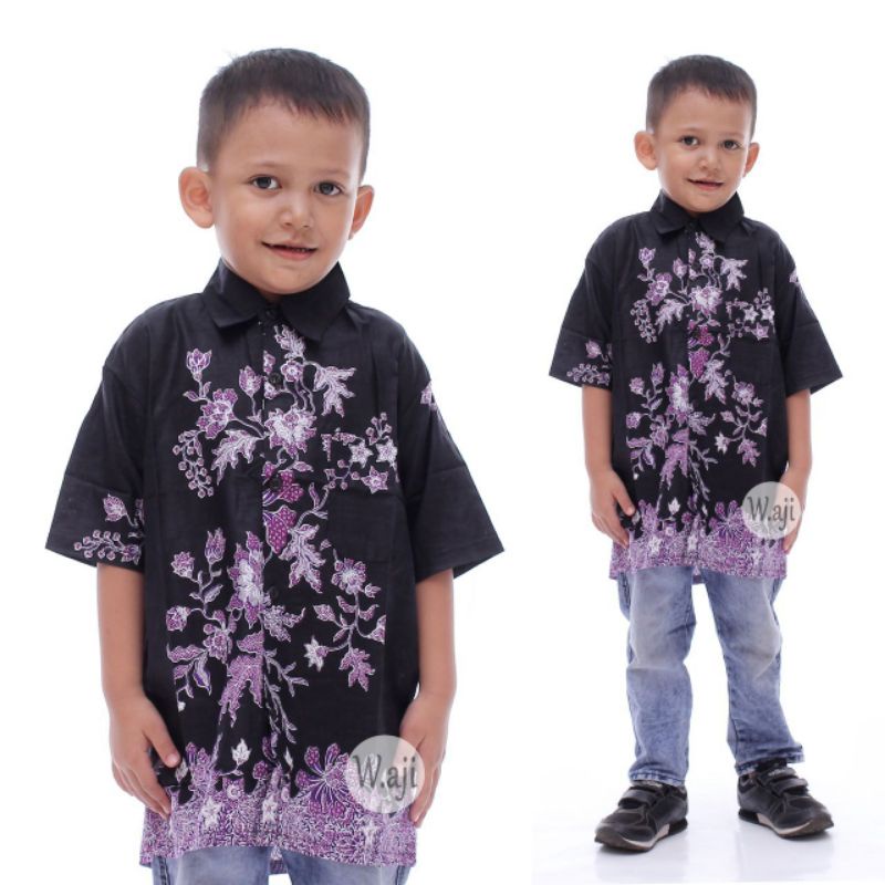 PROMO BATIK COUPLE KELUARGA SARIMBIT sania ruffle batik ori ndoro jowi motif CIBULAN UNGU-HEM ANAK