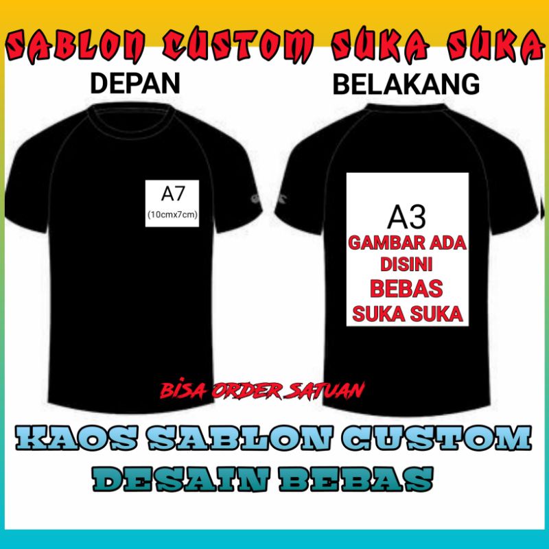 KAOS SABLON CUSTOM/KAOS COTTON SABLON SATUAN