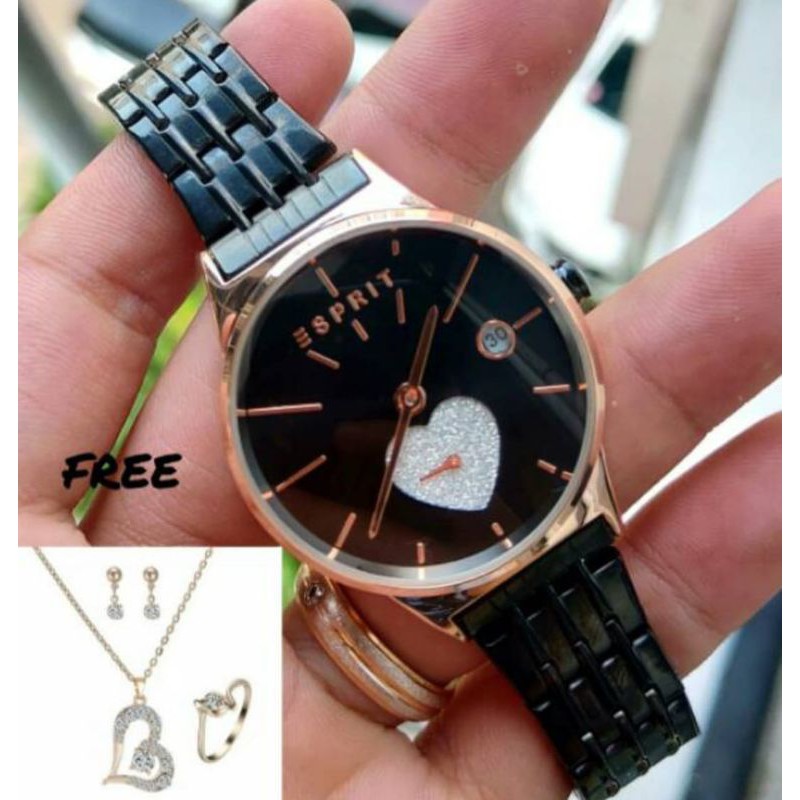 jam tangan terbaru Esprit free gelang + box d.3.3cm. 165rb