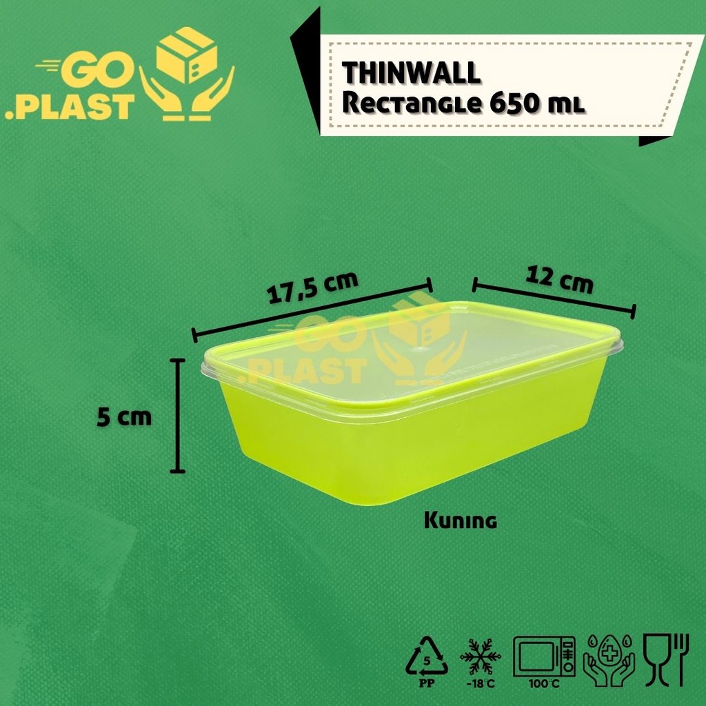 THINWALL 650 ML WARNA / KOTAK MAKAN PLASTIK 650 ML WARNA 12 PCS