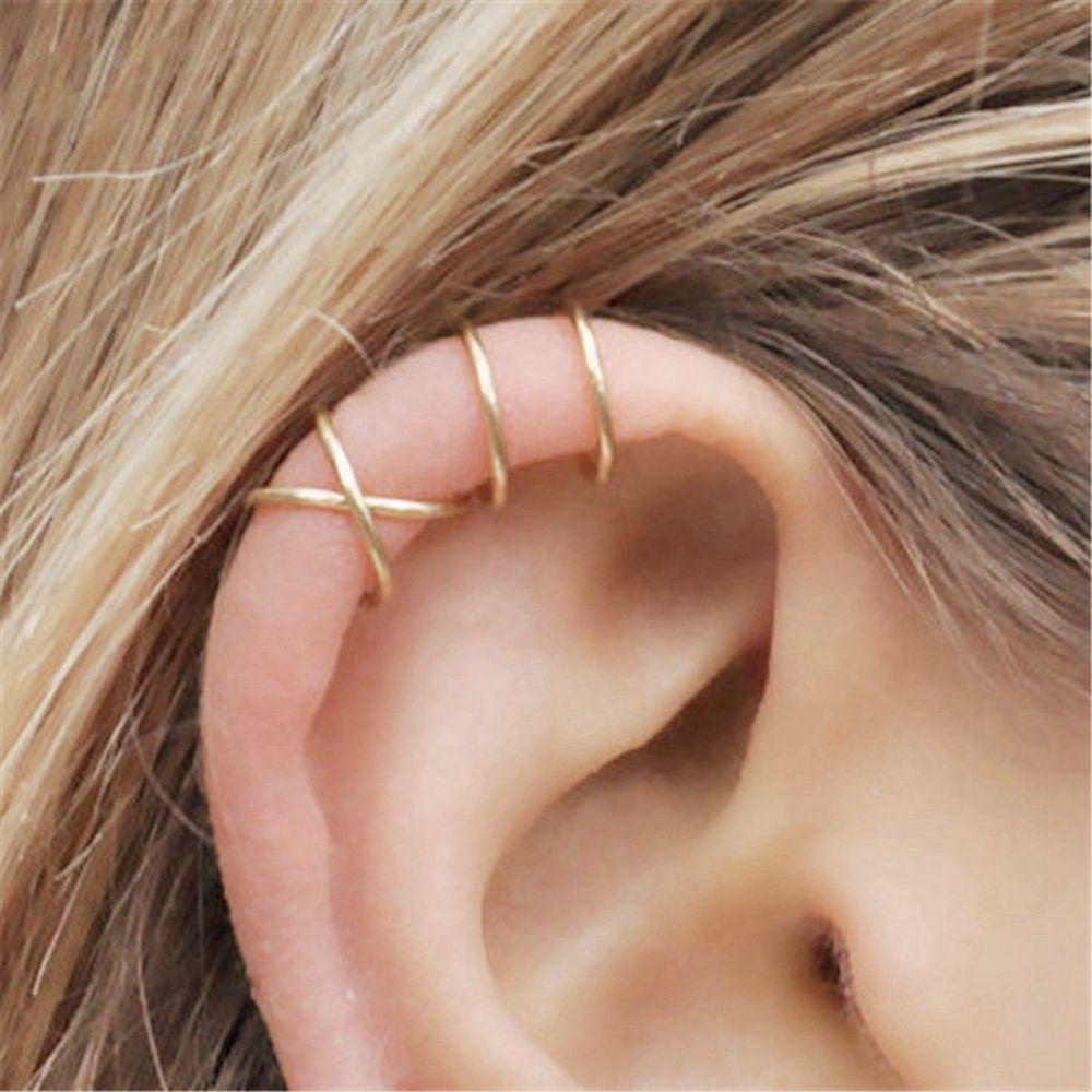 Preva 5per8pasang Anting Wanita Pria Perhiasan Stainless Steel Tanpa Tindik Ear Cuff