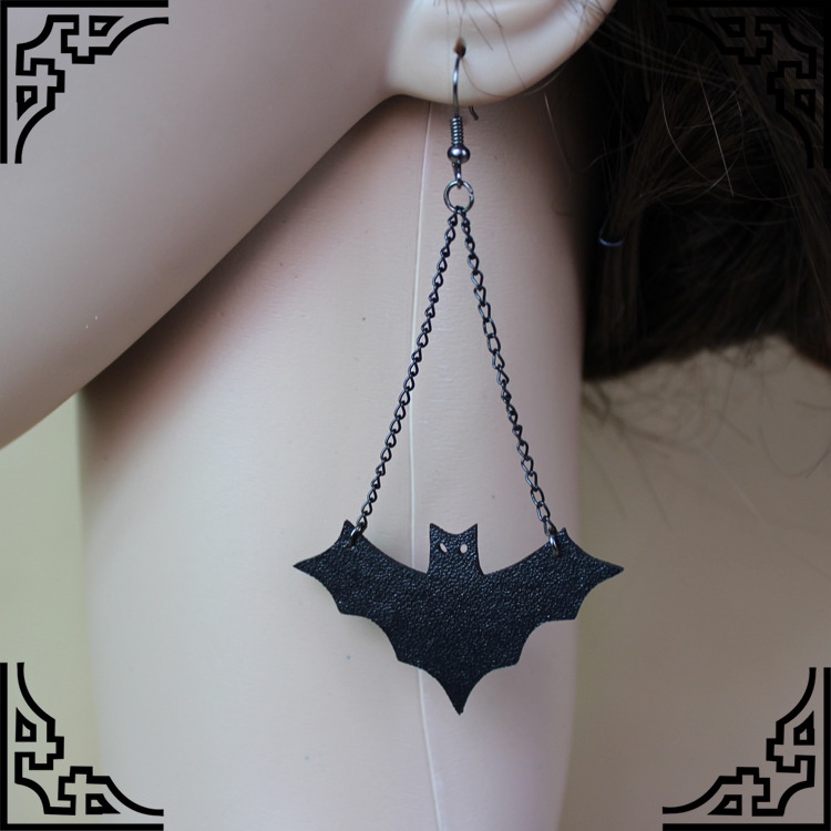 Haloween Gothic Bat Woman Earrings 8511