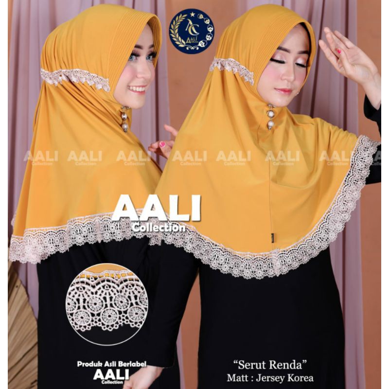 Aali Collection Bergo Serut Renda Jersy Korea