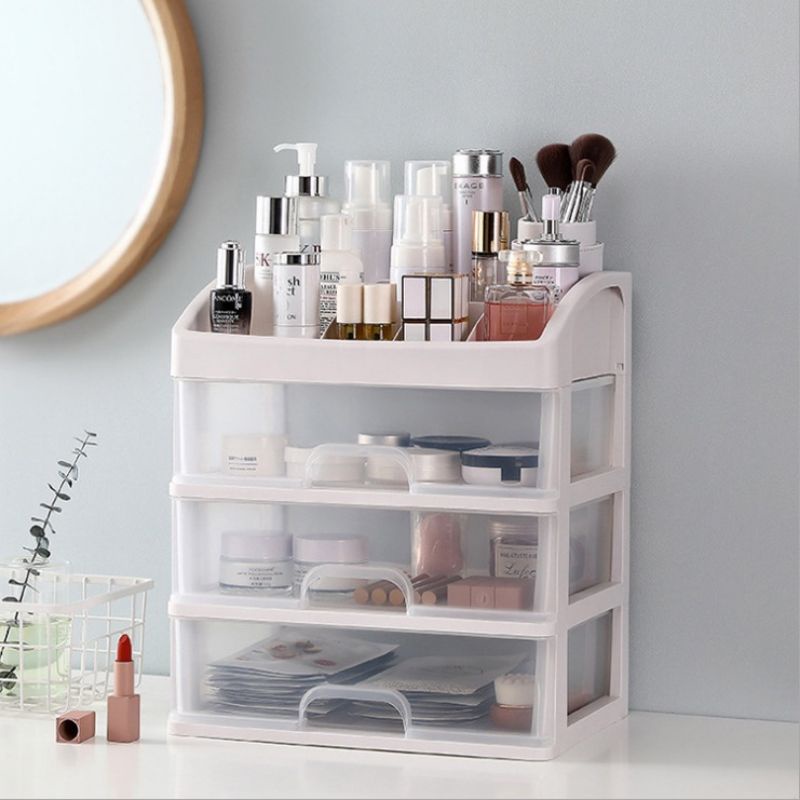 Rak BESAR Kosmetik 3 Laci Susun/Makeup Storage Organizer Multifungsi/Tempat