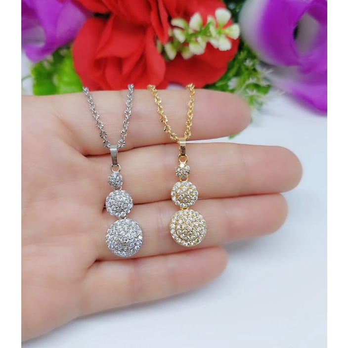 Set Kalung+Liontin Xuping Full Permata lapis emas 18k 063.064