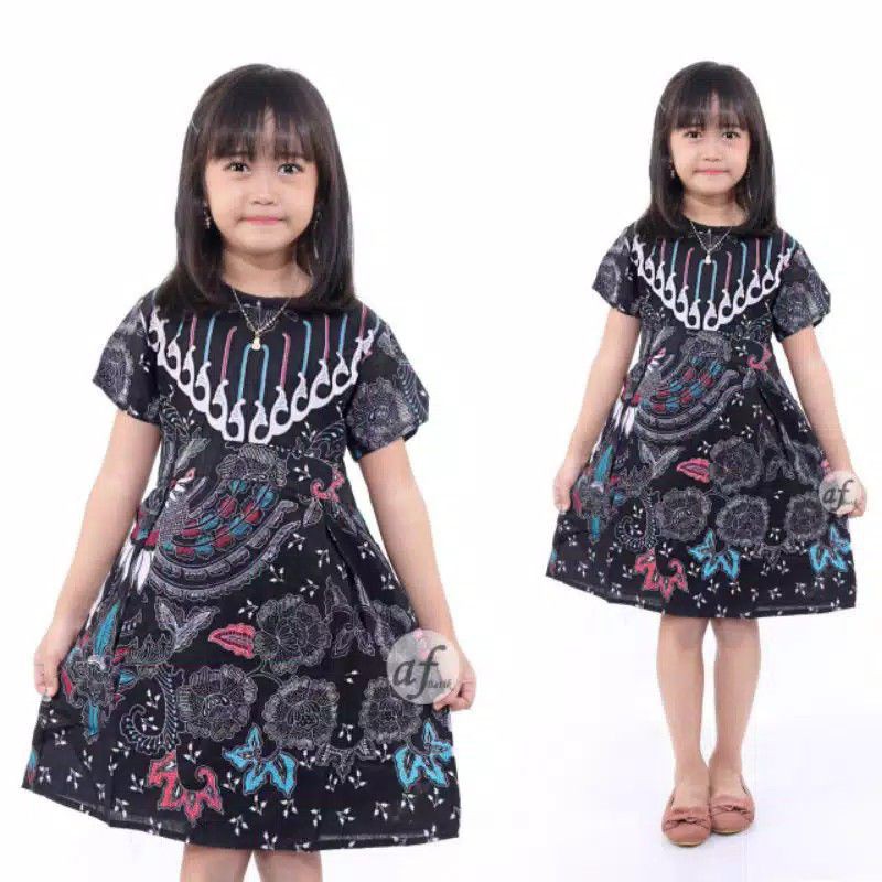 Dress batik Anak usia 2 sampai 10 Tahun - Motif batik bervariasi - batik Anak Harga