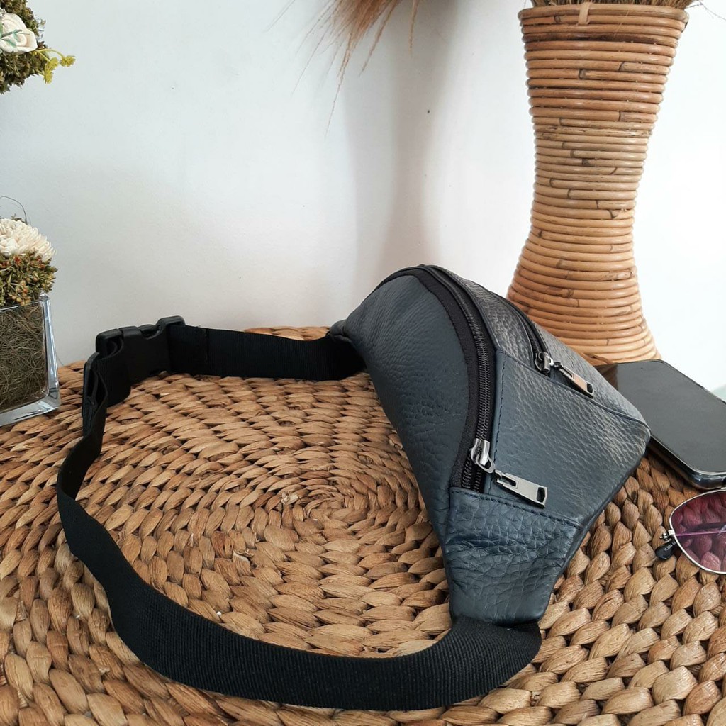 Waistbag Kulit Sapi Asli Motip Bamby Yang Tebal Cocok untuk barang bawaan hp dompet dll