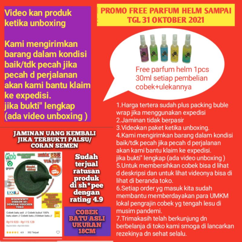 Cobek batu asli ukuran 18cm plus ulekan // Cobek batu cobek batu asli //coek batu